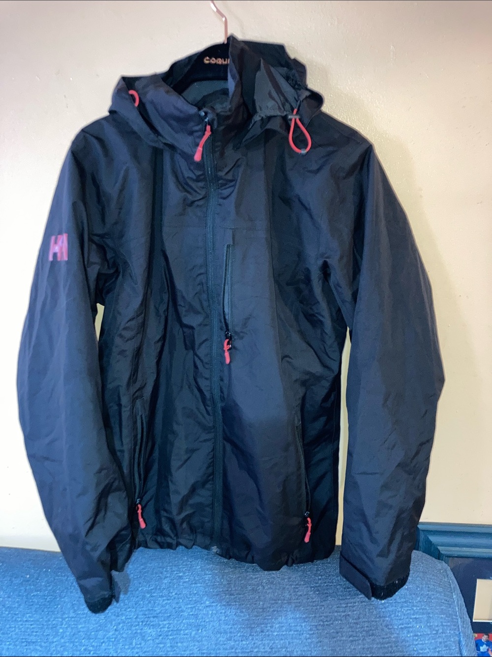 Helly Hansen Black Rain Jacket with Pink Accents